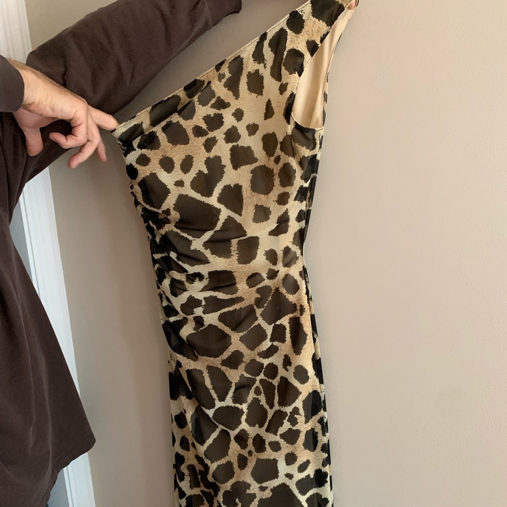 Formal one shoulder cheetah print dress